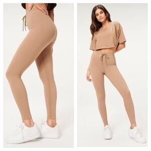 NWT Good American Brown Legging Size 0 Essential Comfy Tie Waist High Rise